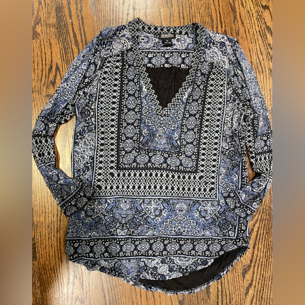 Lucky Brand Bohemian Blue Paisley Shirt M